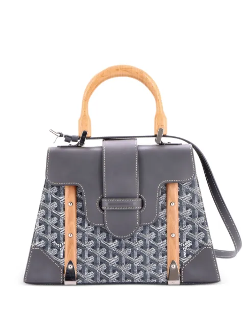 Goyard Pre-Owned Saigon Top Handle Bag Coated Canvas with Leather PM satchel Grey 67N4IB6SKPNVO5WO