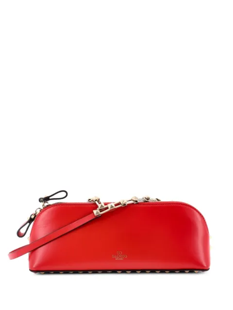 Valentino Garavani Pre-Owned Rockstud Zip Crossbody Bag Leather East West shoulder bag Red JU5T61BQNLNBQ88H