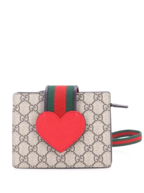 Gucci Pre-Owned Children's Web Heart Shoulder Bag GG Coated Canvas crossbody bag Brown ICP7VQO444TSW0XP