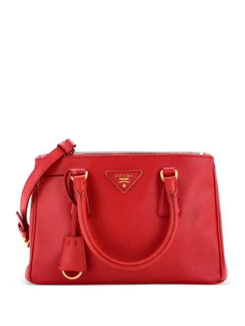 Prada Pre-Owned Double Zip Lux Saffiano Leather Small tote bag Red ATYXQCBLV7ESCGJE