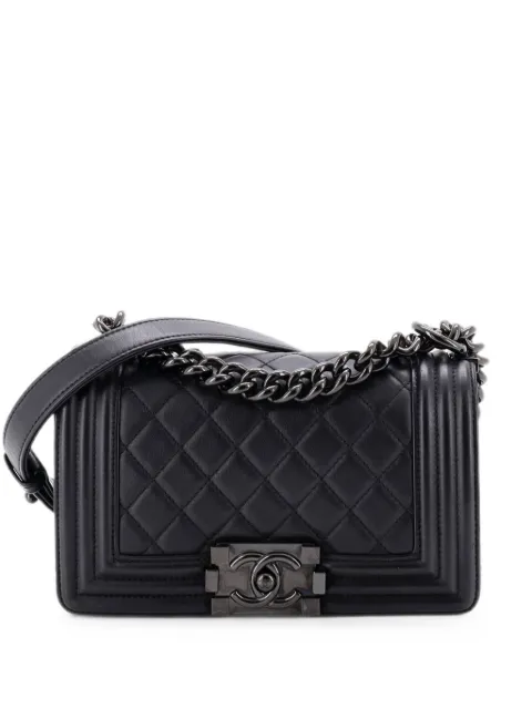 CHANEL Pre-Owned So Black Boy Flap Bag Quilted Lambskin Small shoulder bag Black Q7OFU8FM84JJW2UJ
