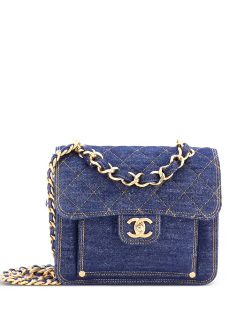 CHANEL Pre-Owned Double You CC Flap Bag Quilted Denim Medium shoulder bag Blue P9LPODOEF5AJV5V1