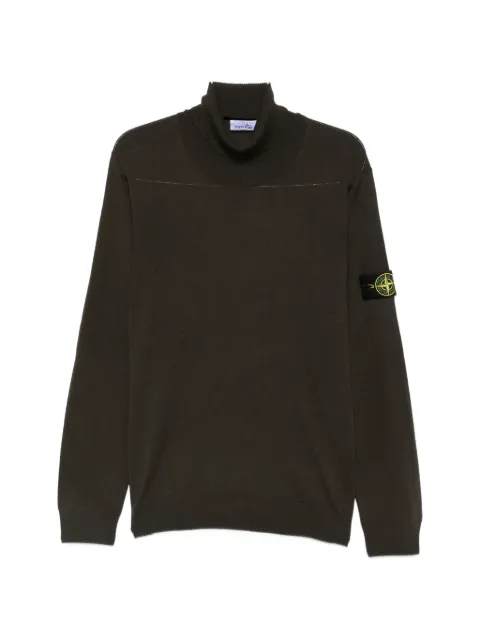Stone Island logo-patch roll-neck sweater Brown L2S155100025S00C4