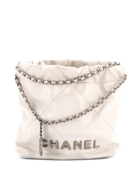 CHANEL Pre-Owned 22 Chain Hobo Quilted Calfskin Mini crossbody bag White VM0PEQHA5WFSV5NL