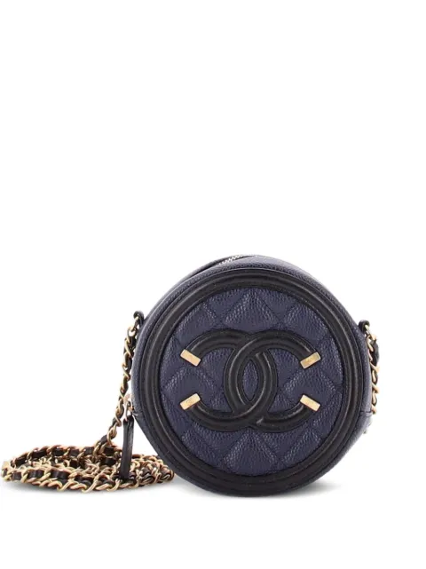 CHANEL Pre-Owned Filigree Round Clutch with Chain Quilted Caviar Mini crossbody bag Black B18TDTID182M6OCL