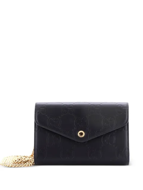 Gucci Pre-Owned Envelope Wallet on Chain Guccissima Leather shoulder bag Black AZ0IOU843DF5PJFP