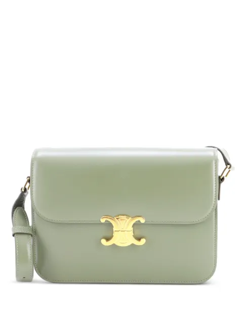 Celine Pre-Owned Triomphe Shoulder Bag Smooth Calfskin Large crossbody bag Green 4V9B1F7UFSSI5AQN
