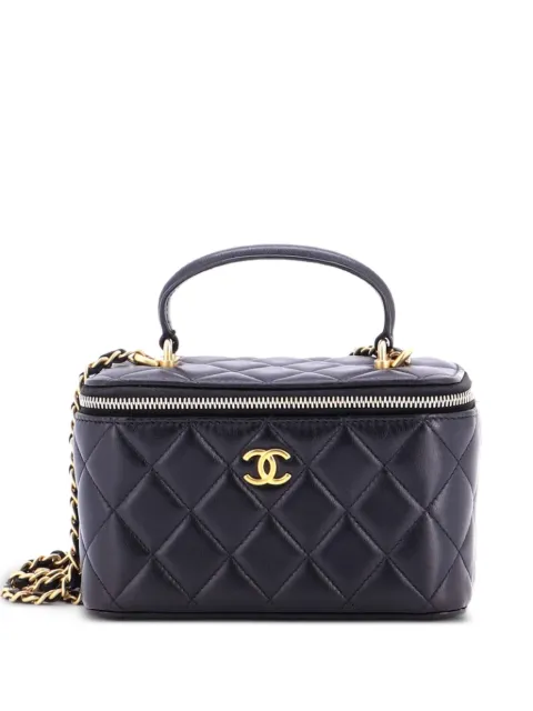 CHANEL Pre-Owned Classic Top Handle Vanity Case with Chain Quilted Lambskin Small crossbody bag Black 3TO4RUU473AH358S