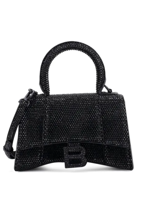 Balenciaga Pre-Owned Hourglass Top Handle Bag Suede with Crystals XS crossbody bag Black 3FBORW958Q1EYYSS