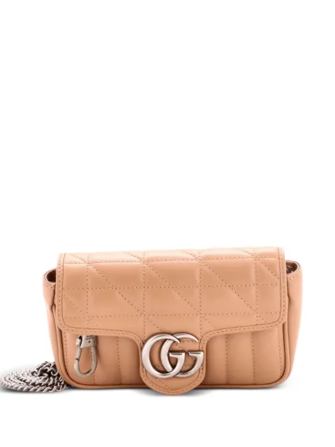 Gucci Pre-Owned GG Marmont Flap Bag Mixed Matelasse Leather Super Mini crossbody bag Neutrals 2EVI0VPXVGTEI8D1