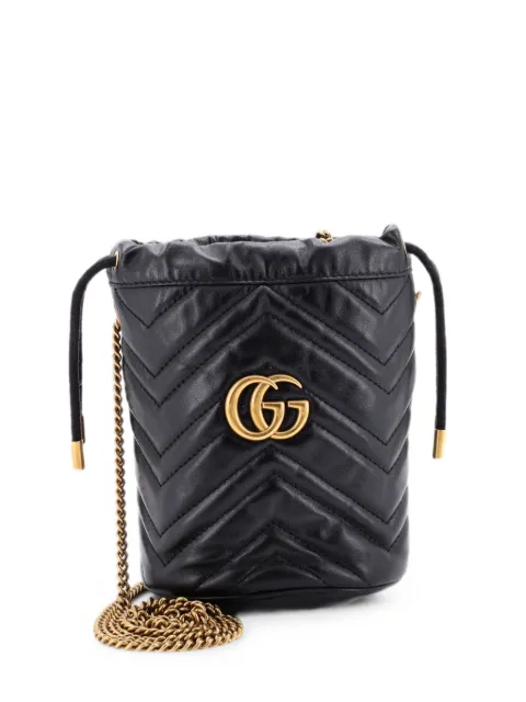 Gucci Pre-Owned GG Marmont Matelasse Leather Mini bucket bag Black 1UOGM2E7XO4DZ2QU