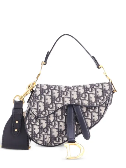 Christian Dior Pre-Owned Saddle Handbag with Strap Oblique Canvas Mini shoulder bag Blue XBT5SJNKUVOJ9SYK