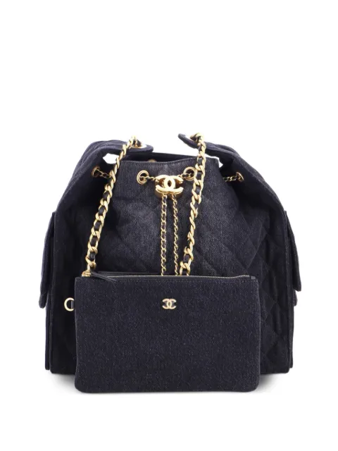 CHANEL Pre-Owned 25 Quilted Denim Medium hobo bag Black J92AS06JKKFNQ1VN