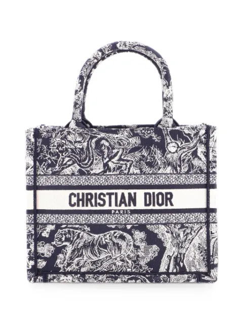 Christian Dior Pre-Owned Book Embroidered Canvas Small tote bag Blue DH4AOHXI885HNM1T