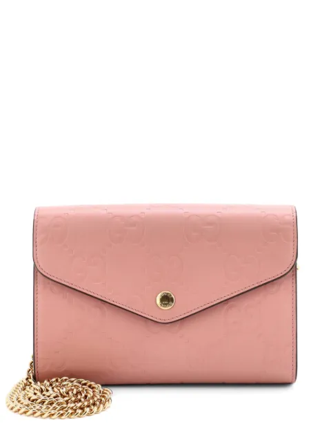 Gucci Pre-Owned Envelope Wallet on Chain Guccissima Leather shoulder bag Pink D0AV2NBCUW6T6I7U