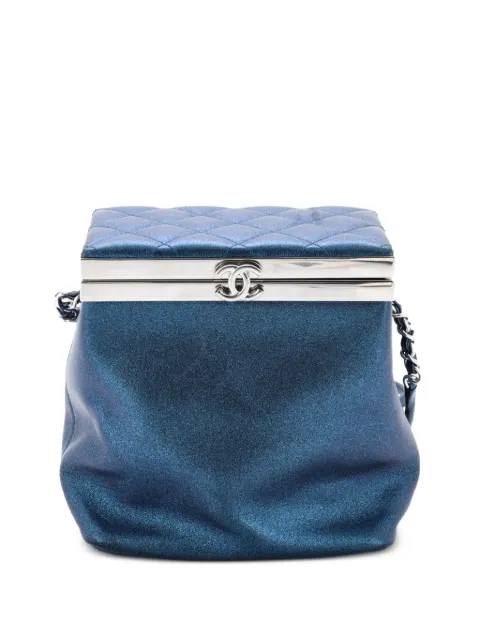 CHANEL Pre-Owned Airlines Frame Box Bag Lambskin Small shoulder bag Blue VUEDAS5EC7NJY1N2