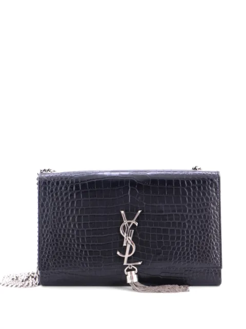 Saint Laurent Pre-Owned Classic Monogram Tassel Crocodile Embossed Leather Medium crossbody bag Black V9XVUTUK8YLER475