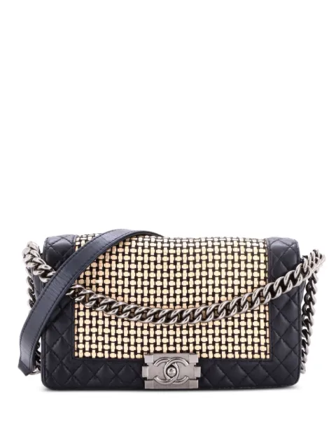 CHANEL Pre-Owned Reverso Boy Flap Bag Woven Calfskin Old Medium shoulder bag Black US24Q8GFIKGUI1SX
