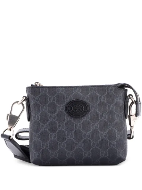 Gucci Pre-Owned Interlocking G Patch Wristlet Messenger Bag GG Coated Canvas Mini crossbody bag Black R98RPN69UXWPT8O8