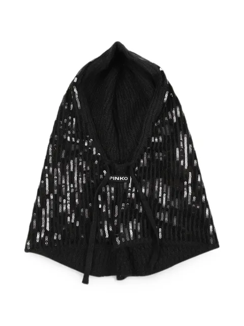PINKO sequin-embellished ribbed balaclava Black 107252A3EJ