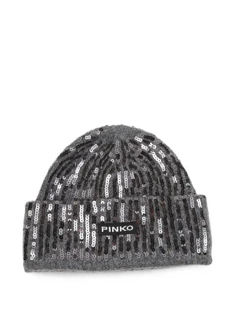 PINKO Bembusa sequin-embellished beanie hat Grey 107256A3EJ