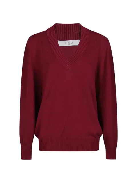 IRO ribbed-trim V-neck sweater Red WP12BRISE