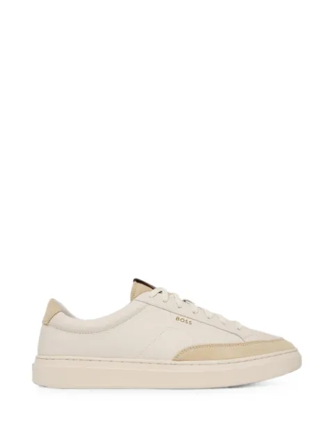 BOSS logo-print panelled sneakers Neutrals 50568536