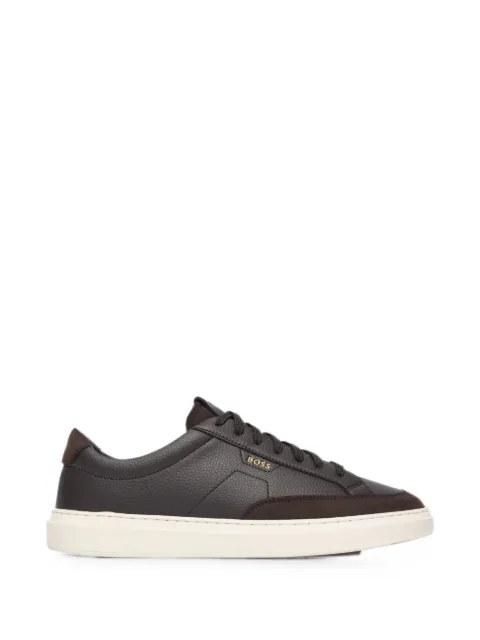 BOSS panelled leather sneakers Brown 50568536