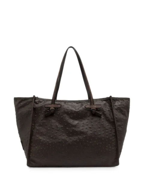 GIANNI CHIARINI Marcella ostrich-effect tote bag Brown BS12430EXTC