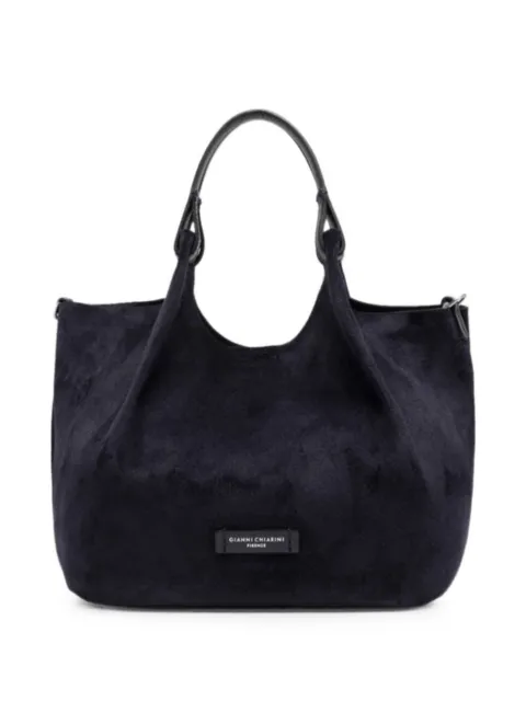 GIANNI CHIARINI Dua suede logo-plaque tote bag Blue BS9799CMPL