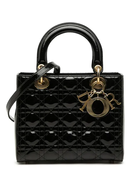 Christian Dior Pre-Owned 2015 Medium Patent Cannage Lady Dior satchel Black V7KRLBJURRAG9MO9