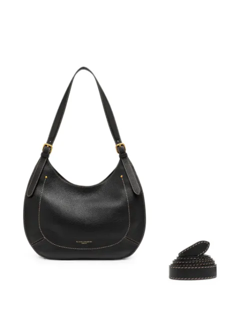 GIANNI CHIARINI Gabry grained contrast-stitch shoulder bag Black BS12251COMMGRNCM