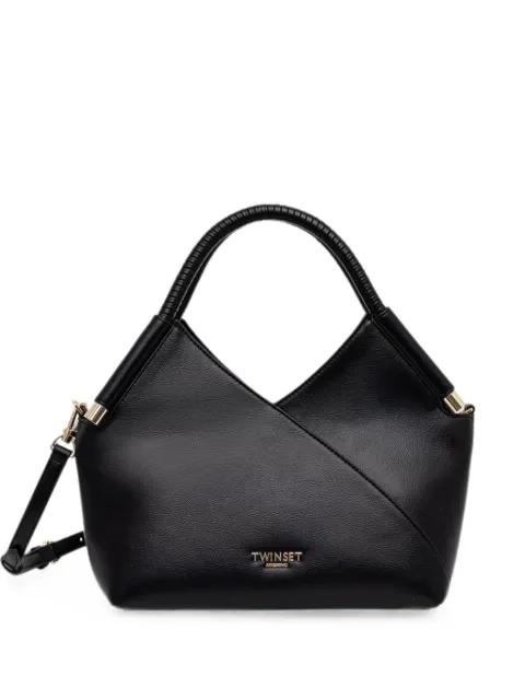 TWINSET logo-plaque asymmetric tote bag Black 262TB7034