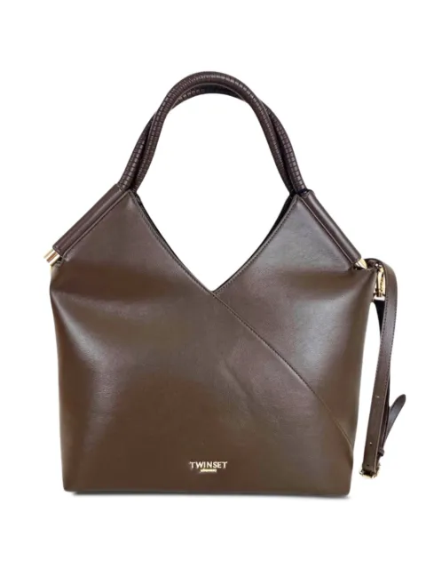 TWINSET logo-plaque top-handle tote bag Brown 262TB7030