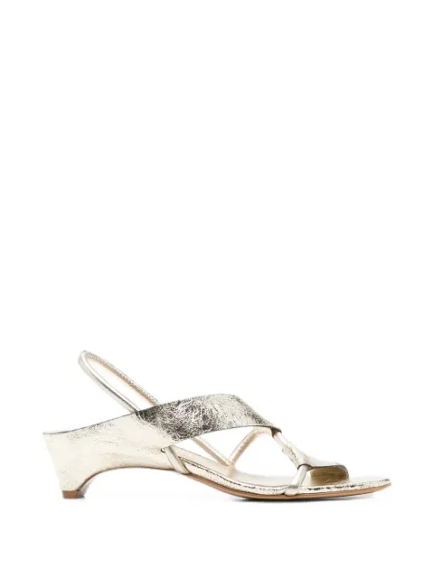 Del Carlo cracked-effect slingback sandals Gold 12116
