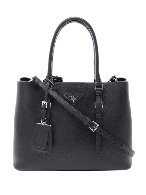 Prada Pre-Owned 2013-2026 Medium Saffiano Cuir Double Handle satchel Black JQHCF9ESD35NGP5H