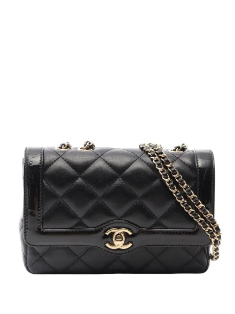 CHANEL Pre-Owned 2021-2026 Mini Crumpled Glazed Lambskin Flap crossbody bag Black XBHFA637FKALP6F3