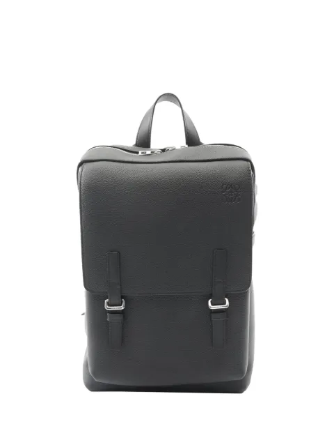Loewe Pre-Owned 2010-2026 Leather Anagram Military backpack Black WWTSZ6TNIJFZ4K12