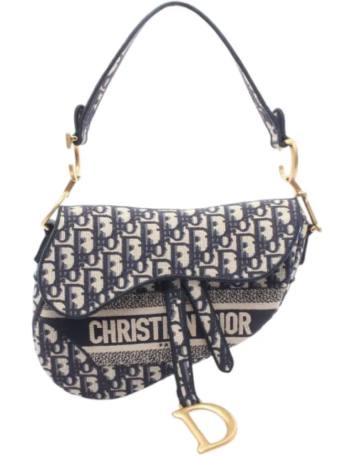 Christian Dior Pre-Owned 2010-2026 Oblique Embroidered Canvas Saddle Bag shoulder bag Blue PPCNTDK748FT2WIY