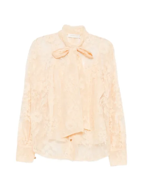 ZIMMERMANN pussy-bow lace blouse Neutrals 5437TF261