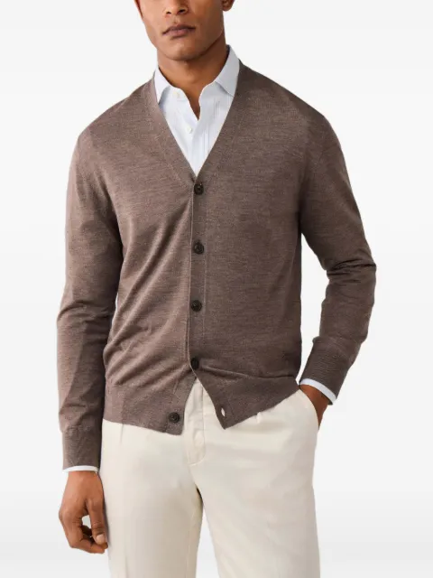 Hackett London merino wool cardigan Brown HM7000206