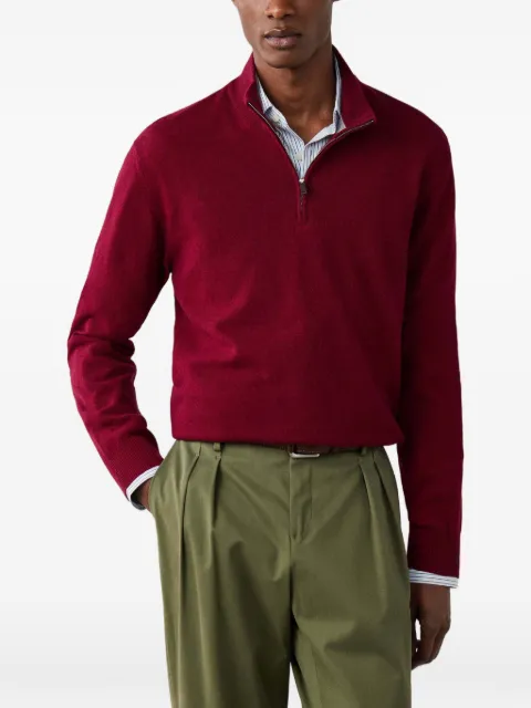 Hackett London quarter-zip elbow-patch knit Red HM7000243