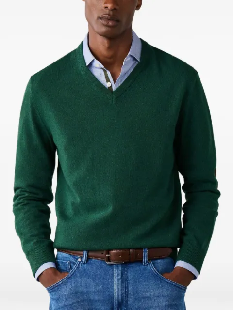 Hackett London elbow-patch V-neck sweater Green HM7000245