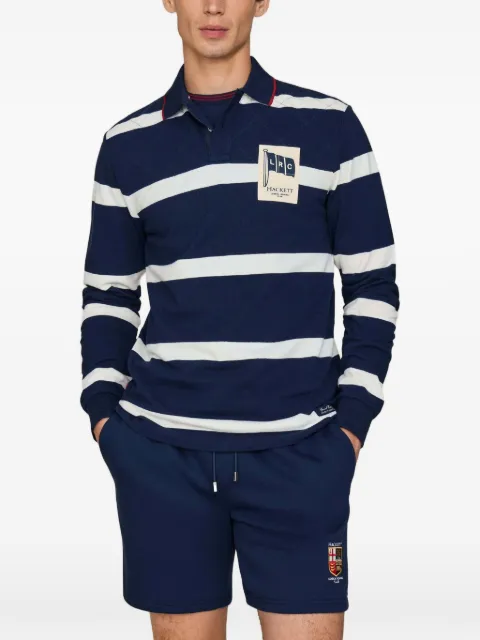 Hackett London striped long-sleeve polo shirt Blue HM5500051