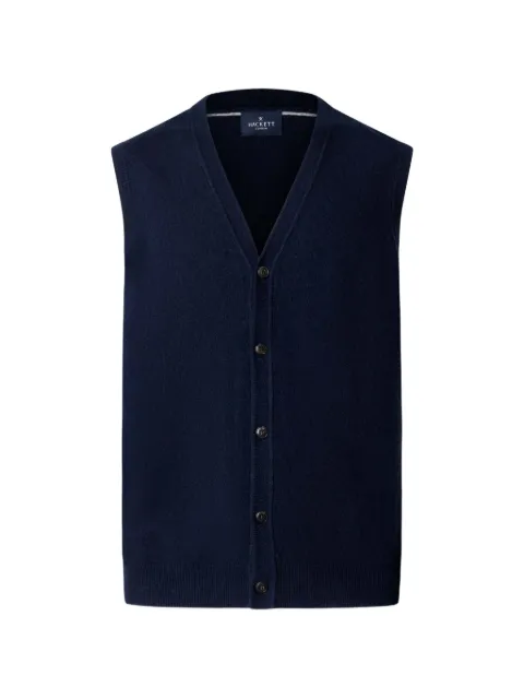 Hackett London button-up knitted vest Blue HM7000244
