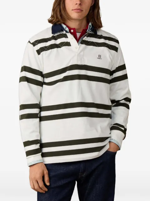 Hackett London stripe-print long-sleeve polo shirt White HM5700025