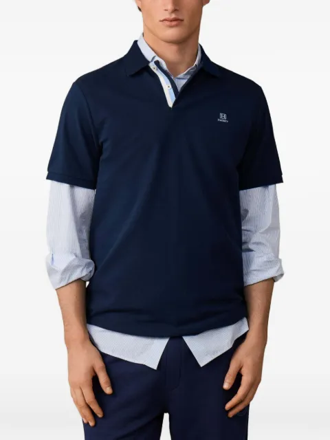 Hackett London embroidered-logo short-sleeve polo shirt Blue HM5600184