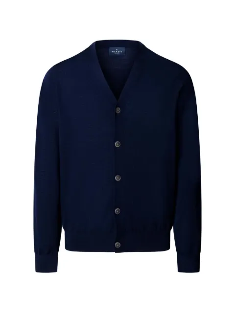 Hackett London merino wool V-neck cardigan Blue HM7000206