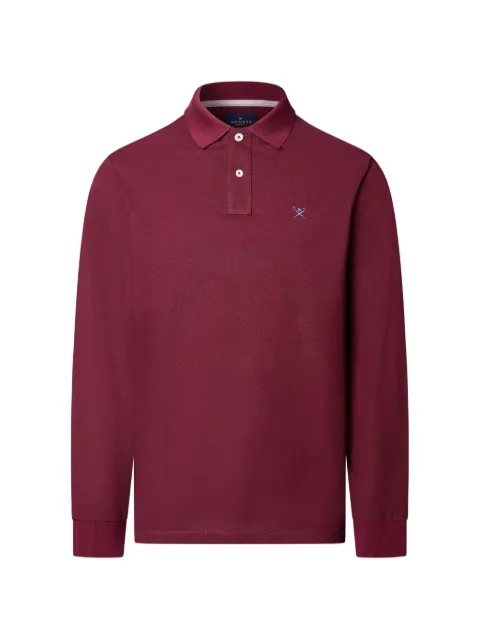 Hackett London logo-embroidered long-sleeve polo shirt Red HM5500048