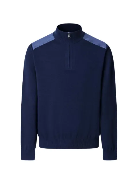 Hackett London quarter-zip panelled sweater Blue HM7000210